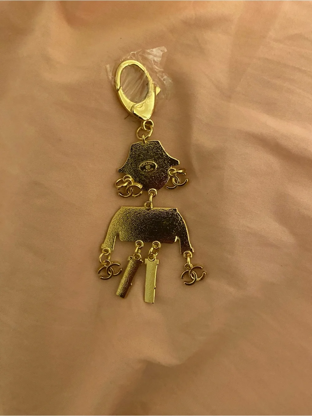 Gold & White Designer-Inspired Doll Bag Charm Keychain